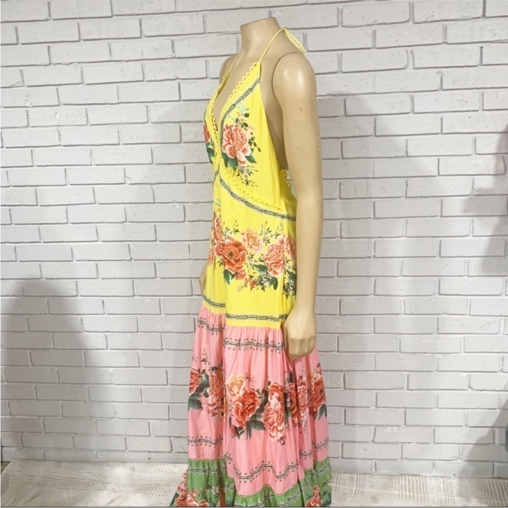 Farm Rio Manuela Floral Pastel Maxi Dress -‎ Size Large - Picture 5 of 6